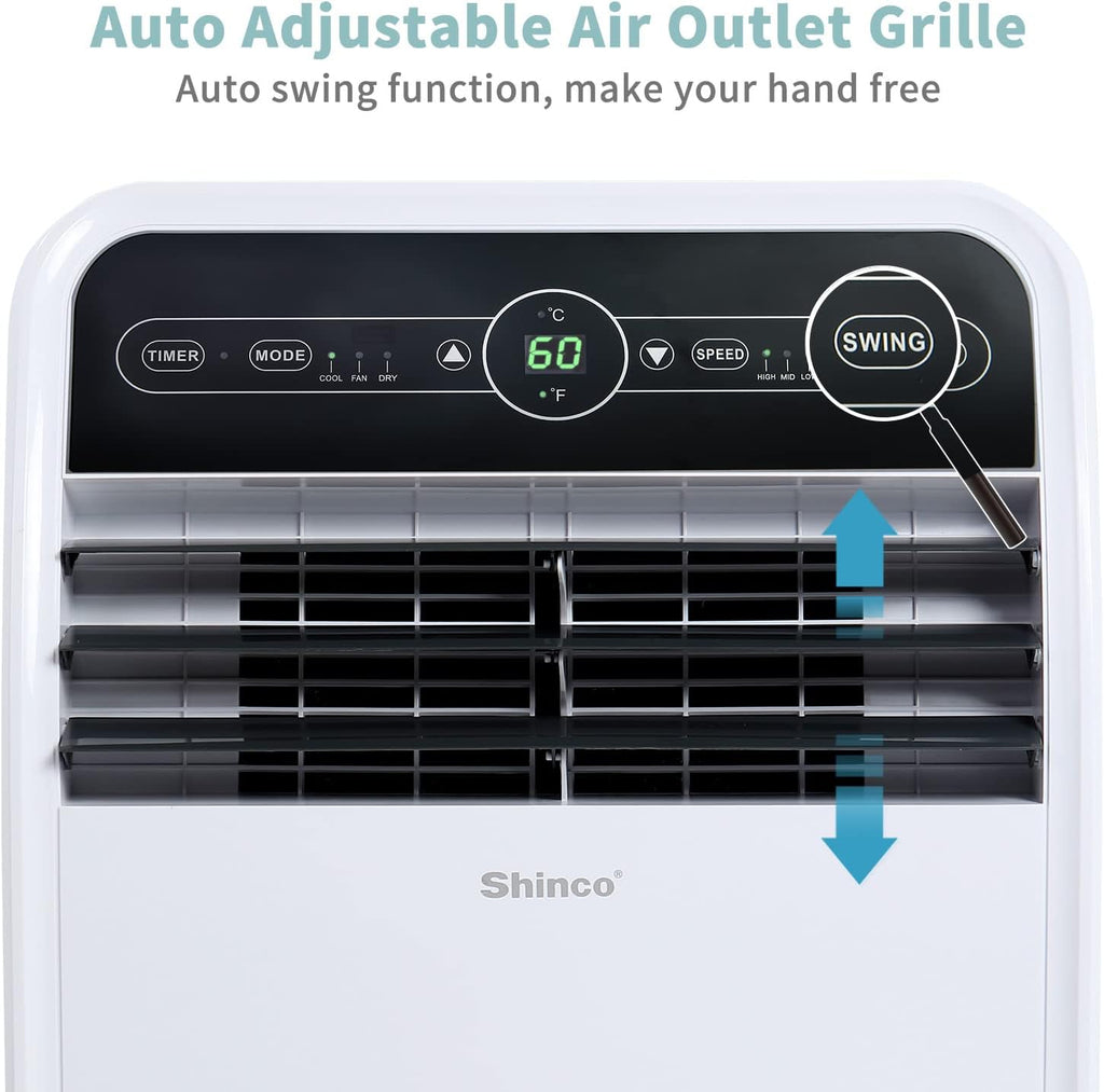 Portable Air Conditioner 12000 BTU with Dehumidifier and Fan Modes, Remote Control, 24h Timer, Window Kit