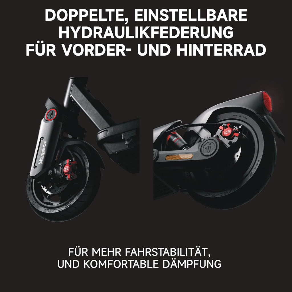 Electric Scooter with Road-Legal Certification, 80km Eco Mode Range, Dual Hydraulic Suspension, 130kg Load Capacity