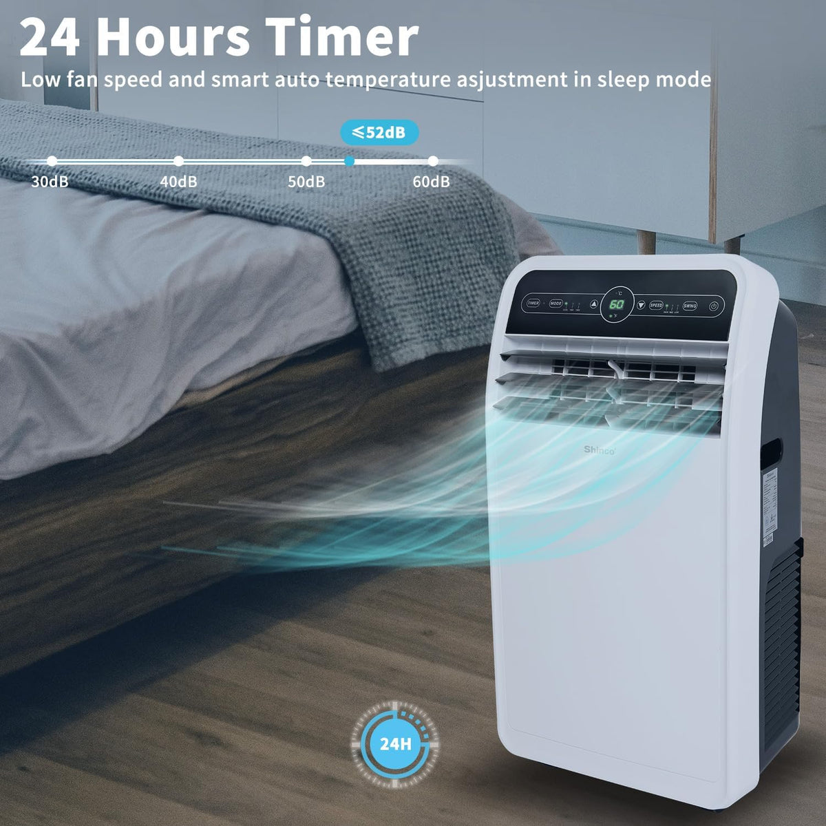 Portable Air Conditioner 12000 BTU with Dehumidifier and Fan Modes, Remote Control, 24h Timer, Window Kit