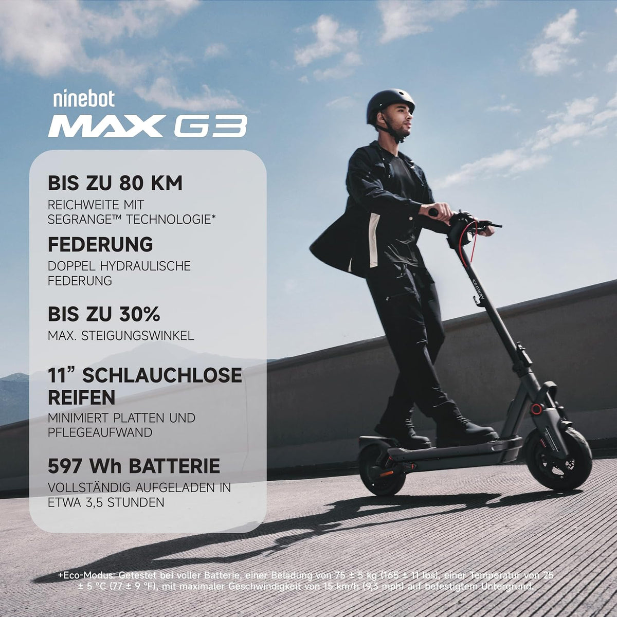 Electric Scooter with Road-Legal Certification, 80km Eco Mode Range, Dual Hydraulic Suspension, 130kg Load Capacity