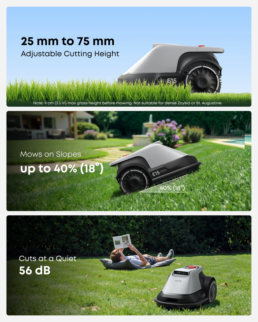 Robotic Lawn Mower for Gardens Up to 800m², Wire-Free Vision Navigation, 3D Obstacle Avoidance