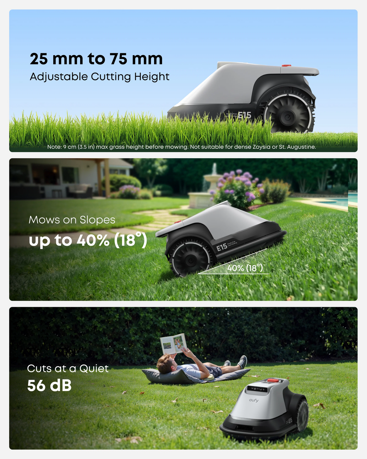 Robotic Lawn Mower for Gardens Up to 800m², Wire-Free Vision Navigation, 3D Obstacle Avoidance